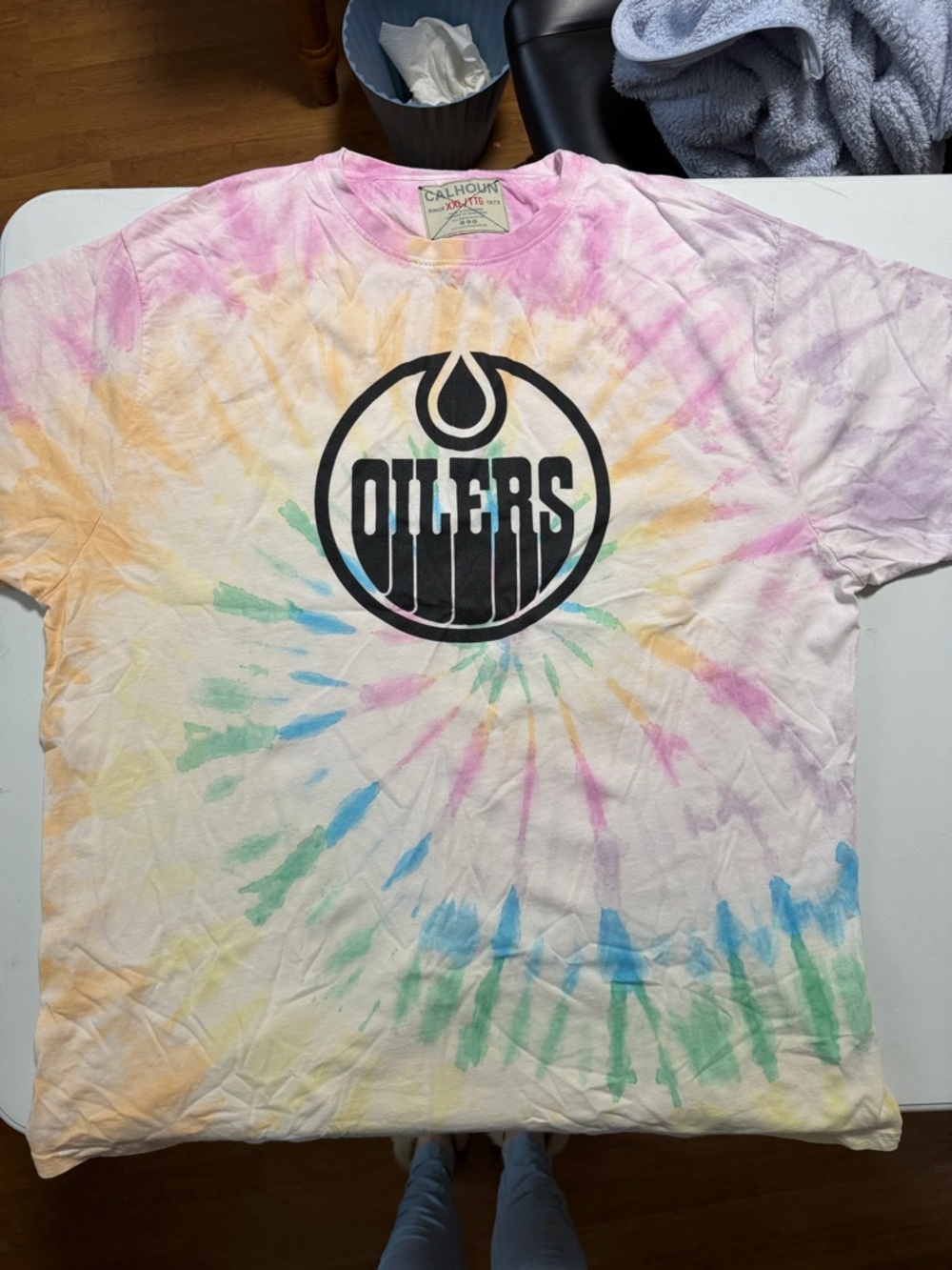 Tie-Dye Oilers Logo Tee - Pastel Multicolor